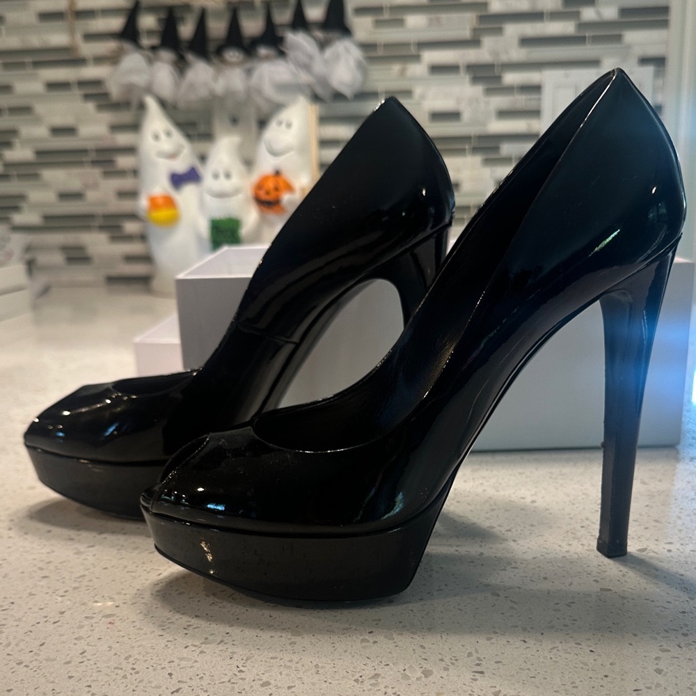 Christian Dior Patent Leather Peep Toe Heels  Black size 41